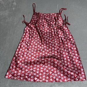 Vintage Kathryn Nightgown Womens Large Red Heart Spaghetti Strap Y2K Romantic